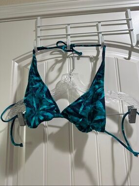 Surfside Teal and Navy Tie-Dye Triangle Bikini Top